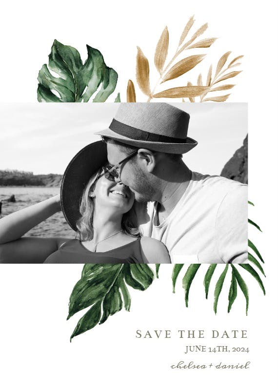 Painterly tropical - save the date card