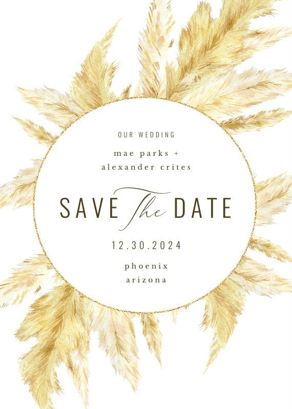 Pampas grass - save the date card