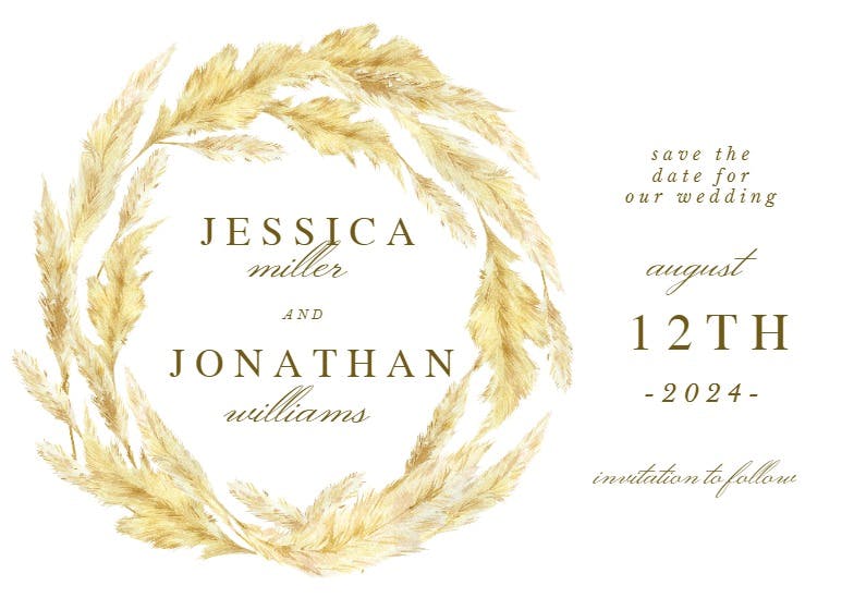Pampas grass border - save the date card