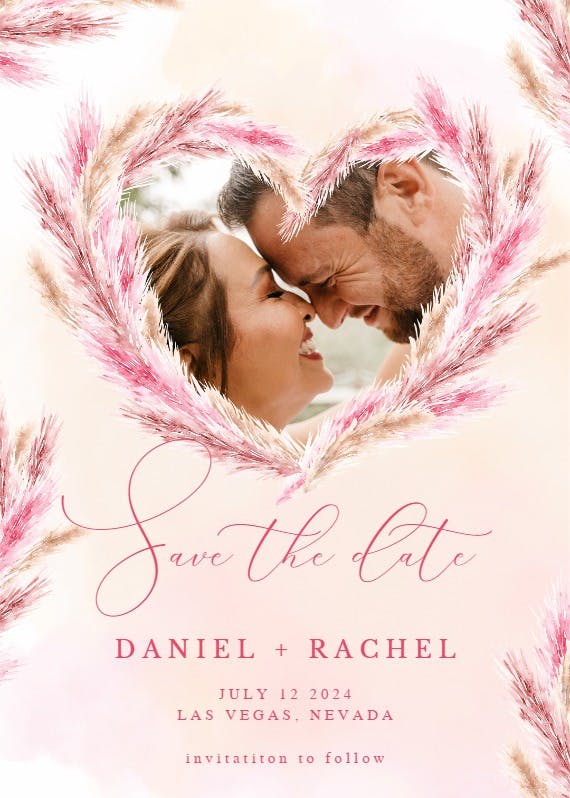 Pampas heart - save the date card