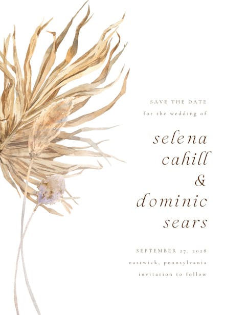 Papyrus and pampas - save the date card