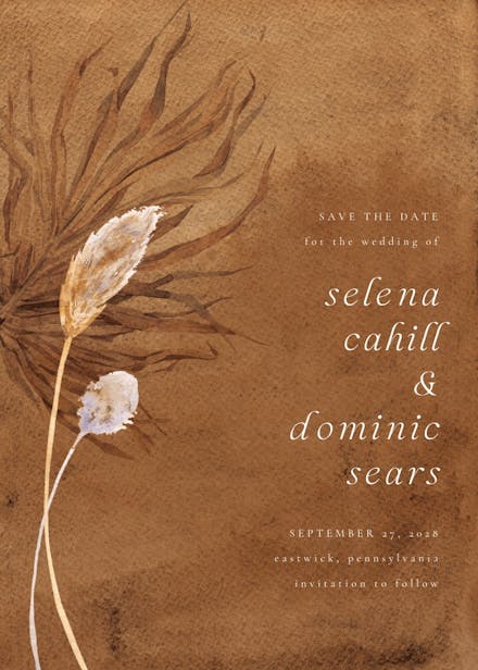 Papyrus and pampas - save the date card