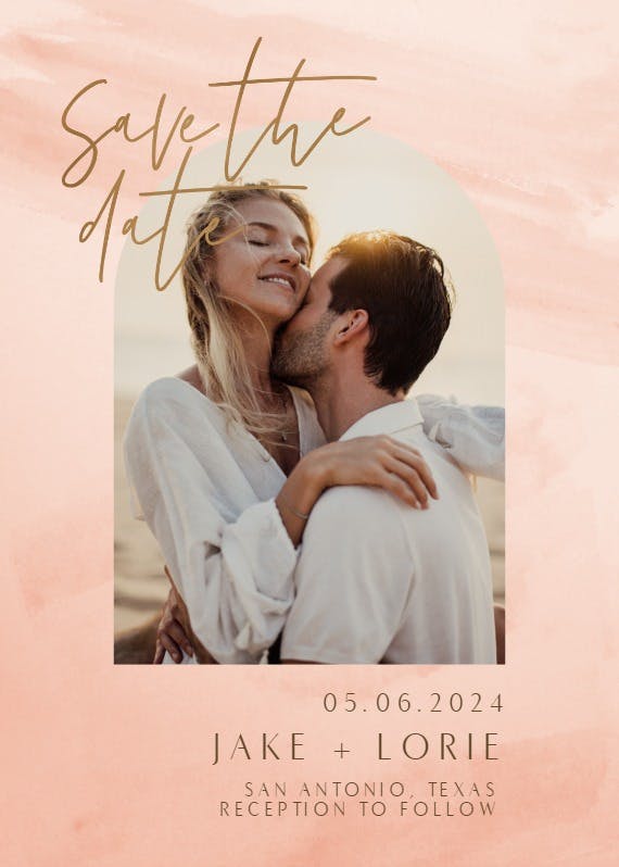 Pastel arch frame - save the date card