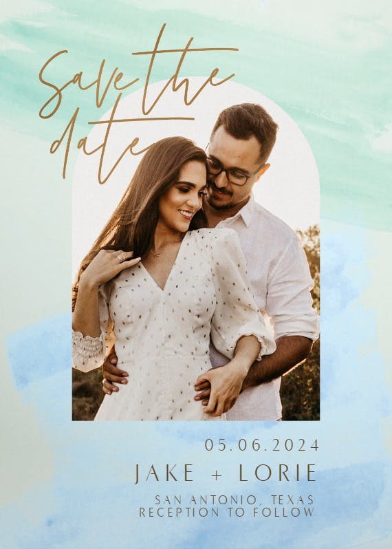 Pastel arch frame - save the date card