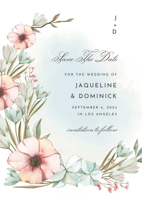Pastel flowers -  tarjeta para reserva la fecha