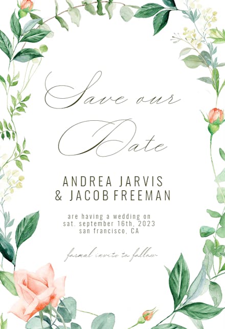 Sparkling rustic floral - Save the Date Card Template | Greetings Island