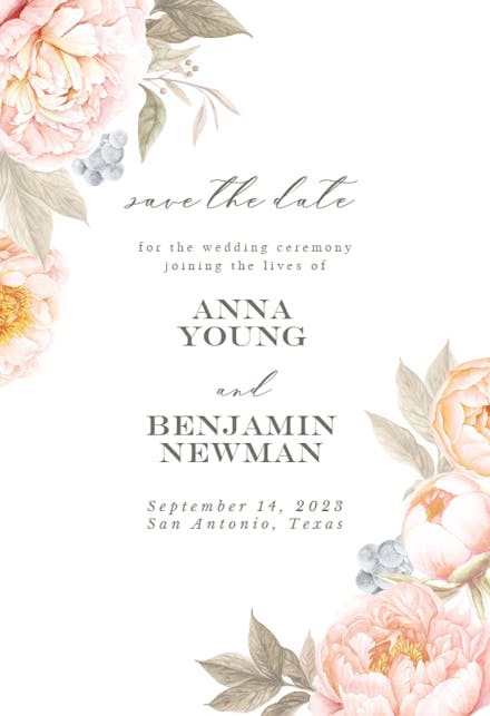 Peach Flowers - Save the Date Card