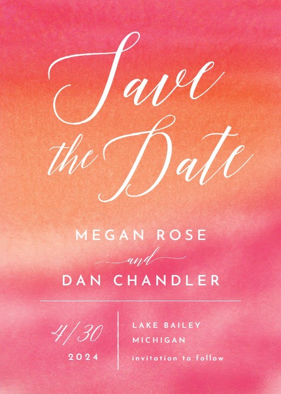 Peach watercolor - save the date card