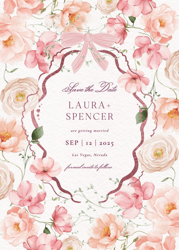 Peachy blooms - tarjeta para reserva la fecha