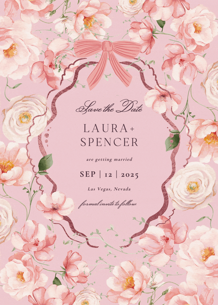 Peachy blooms - save the date card