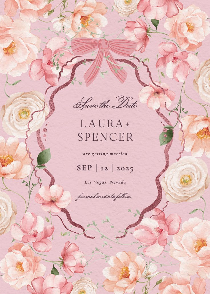 Peachy blooms - tarjeta para reserva la fecha