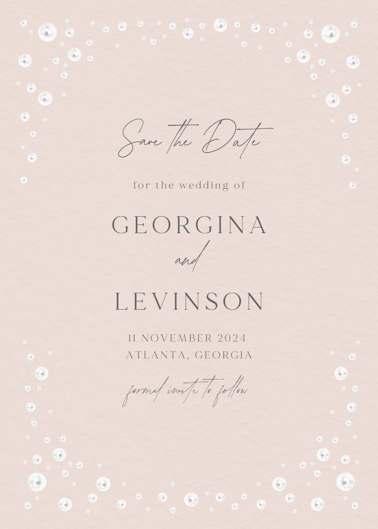 Pearls frame - save the date card