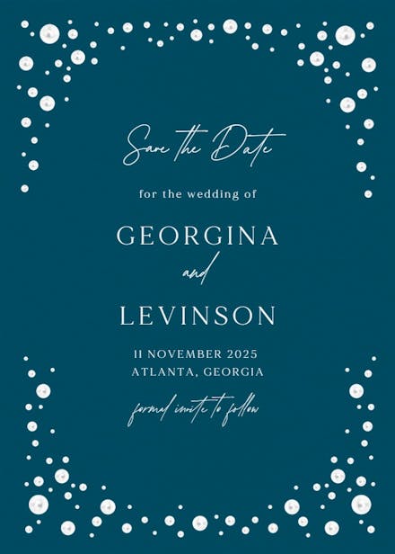 Pearls frame - save the date card