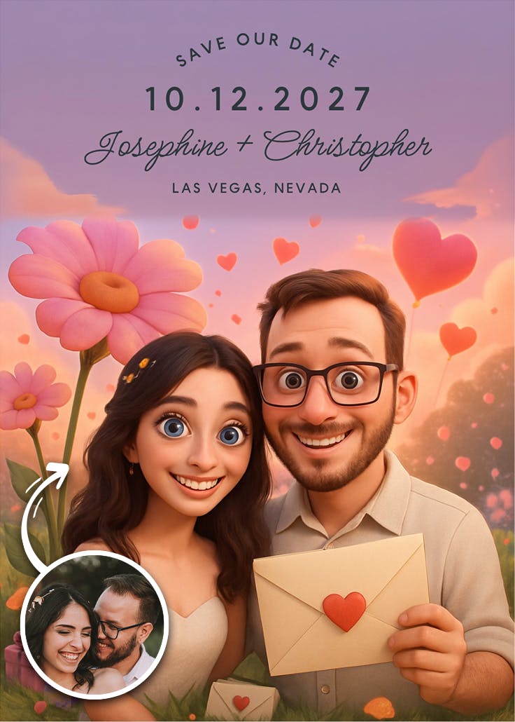 Petals & promises - save the date card