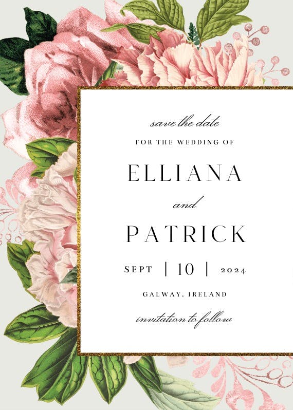 Pink bouquets - save the date card
