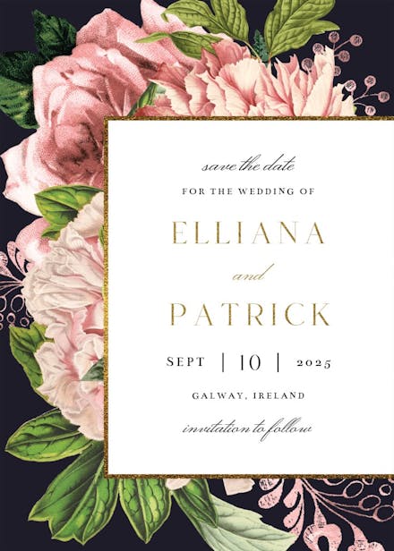 Pink bouquets - save the date card