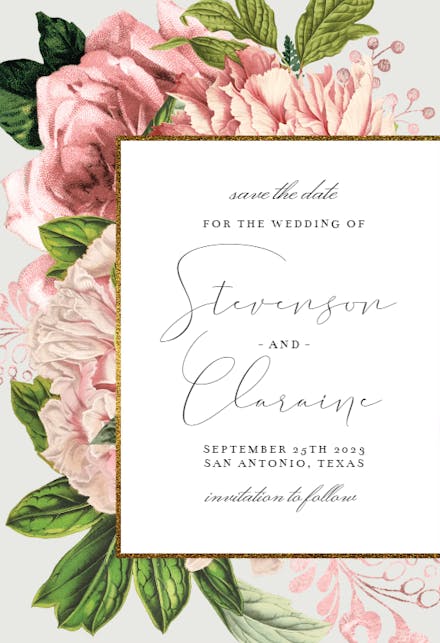Pink Bouquets - Save the Date Card