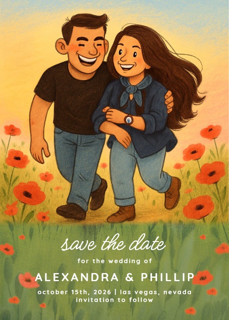 Poppies & promises - save the date card