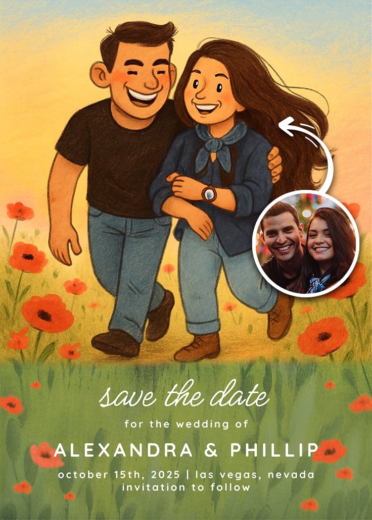 Poppies & promises - save the date card