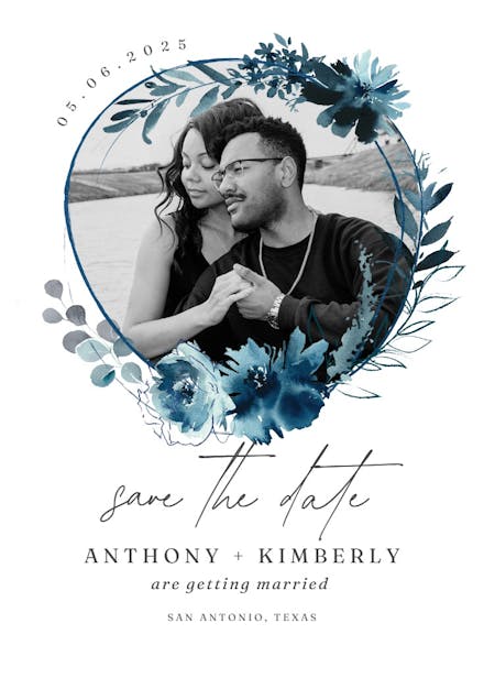 Prussian floral wreath - save the date card