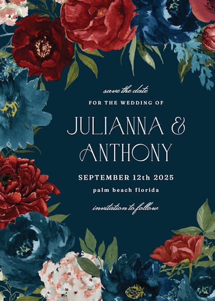 Purple flowers border - save the date card