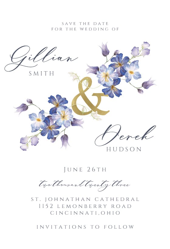 Purple Flowers Decoration - Save The Date Card Template | Greetings Island