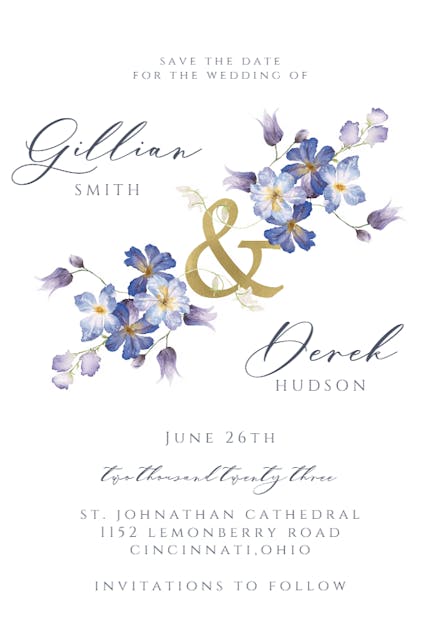 Purple Flowers Decoration - Save the Date Card