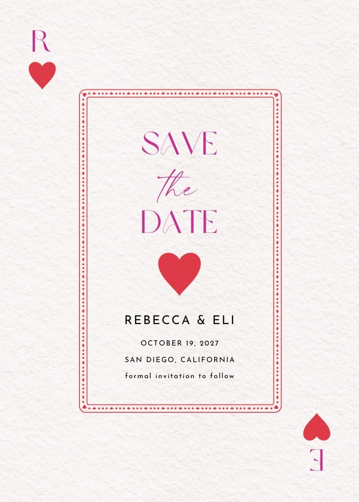 Queen of hearts - save the date card
