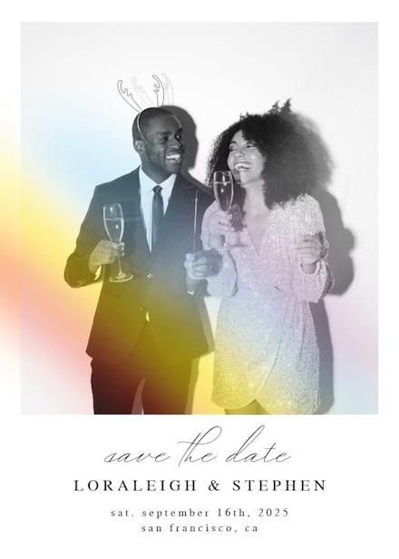 Rainbow light - save the date card