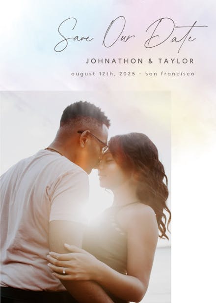 Rainbow ombre - save the date card