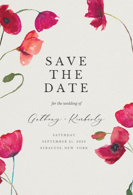 Red poppies - Save the Date Card