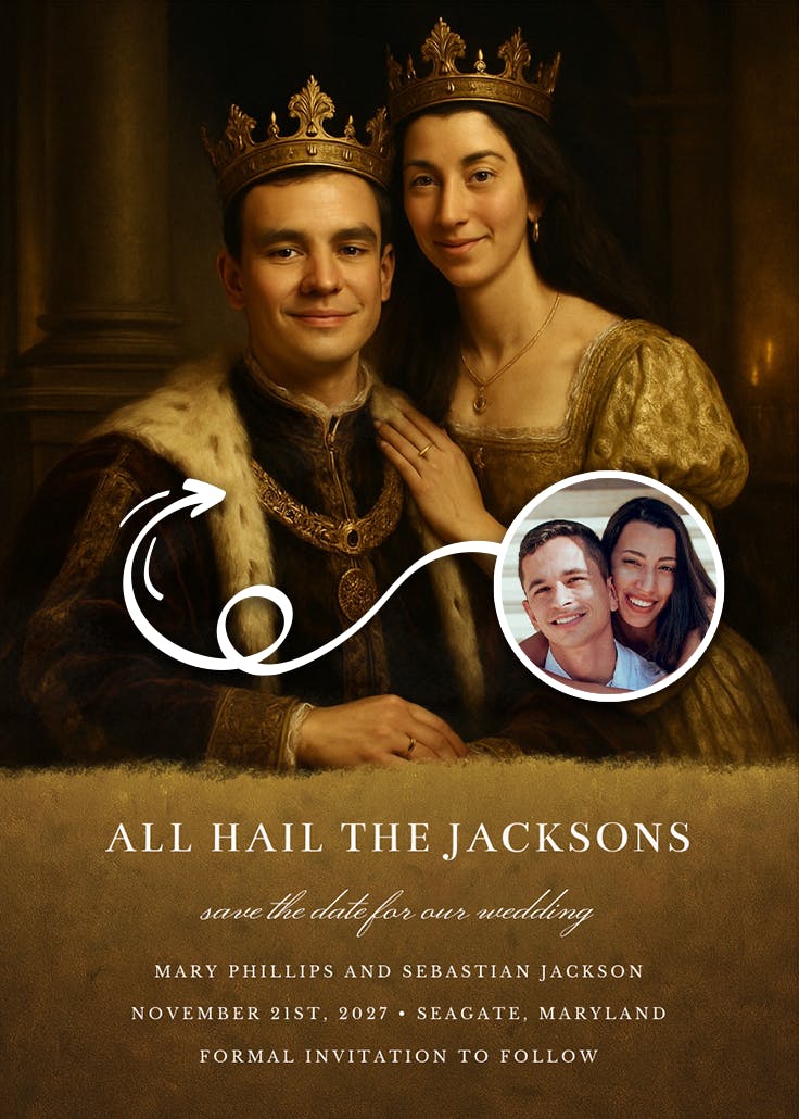 Renaissance couple - save the date card