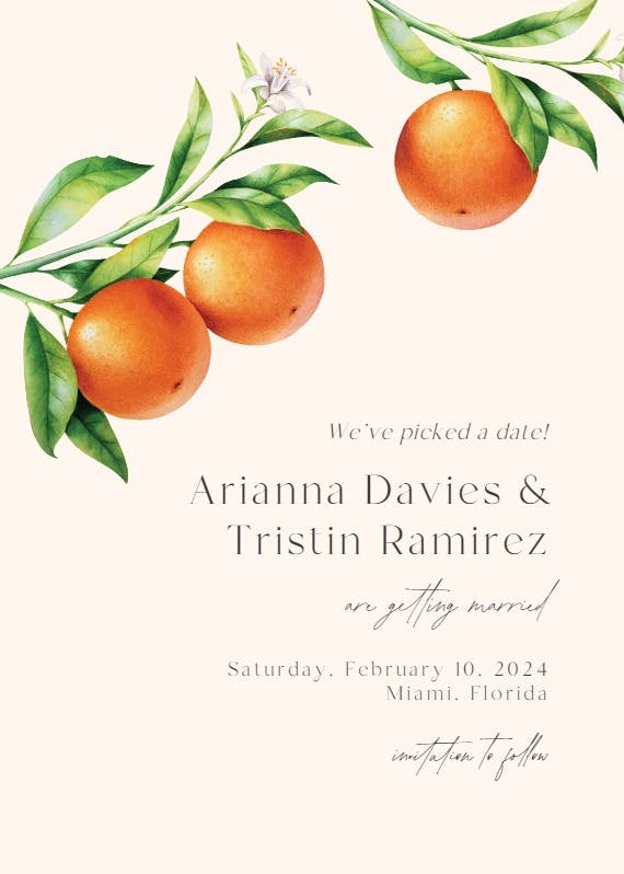Ripe for romance - save the date card