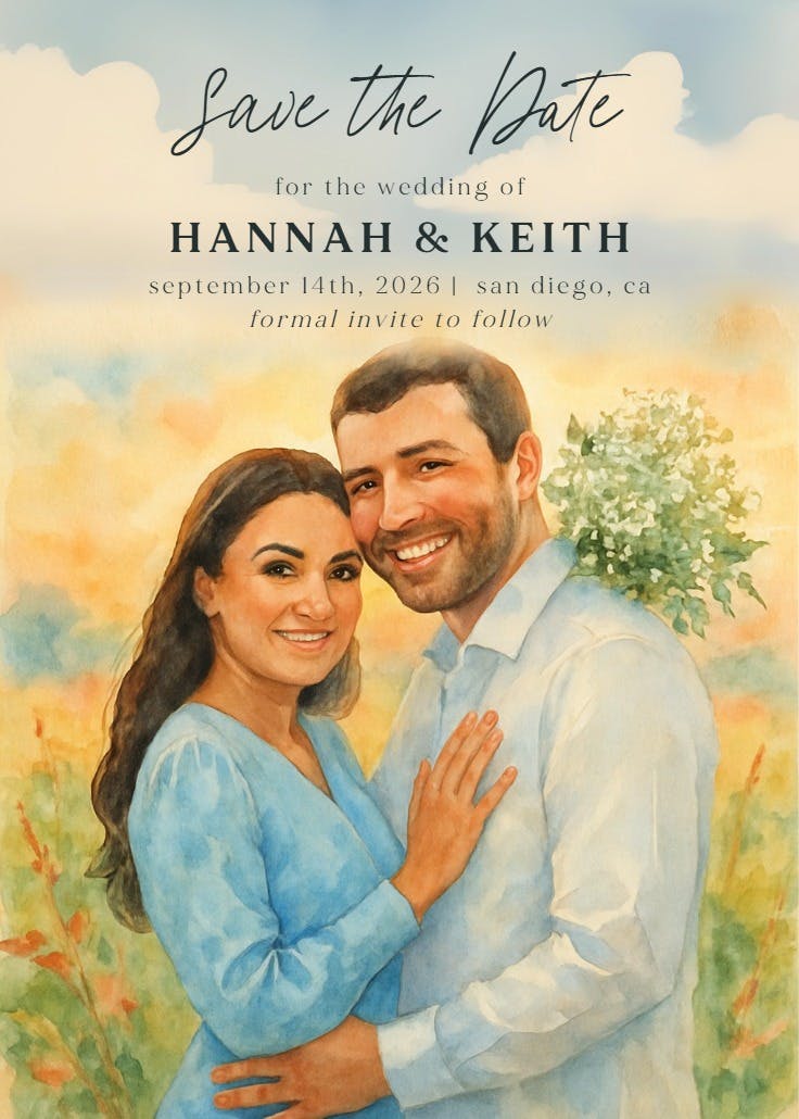 Romantic field - save the date card