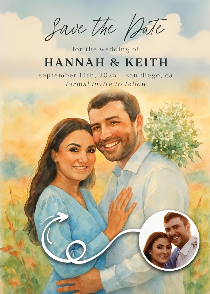 Romantic field - save the date card