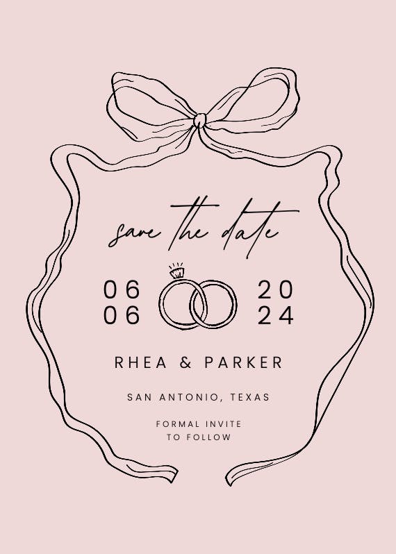 Romantic ribbon - save the date card