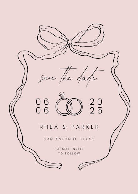 Romantic ribbon - save the date card