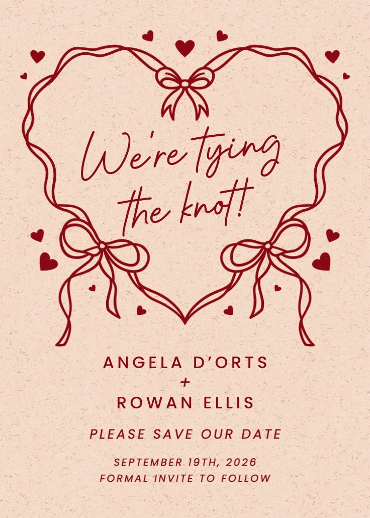 Romantic ribbon - save the date card