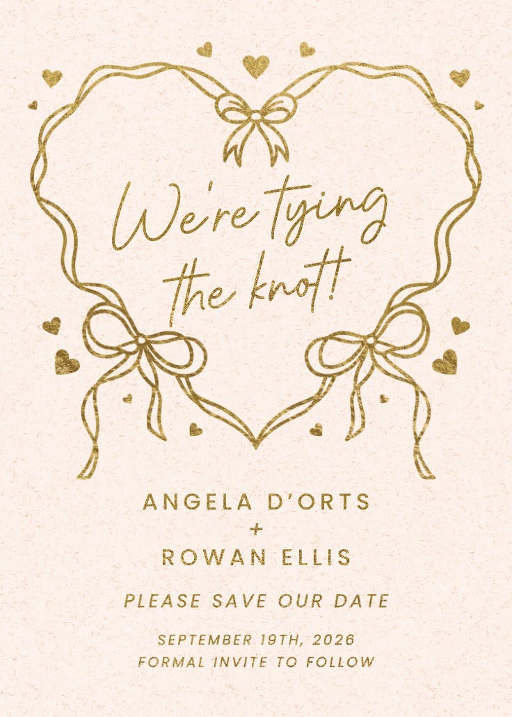 Romantic ribbon - save the date card
