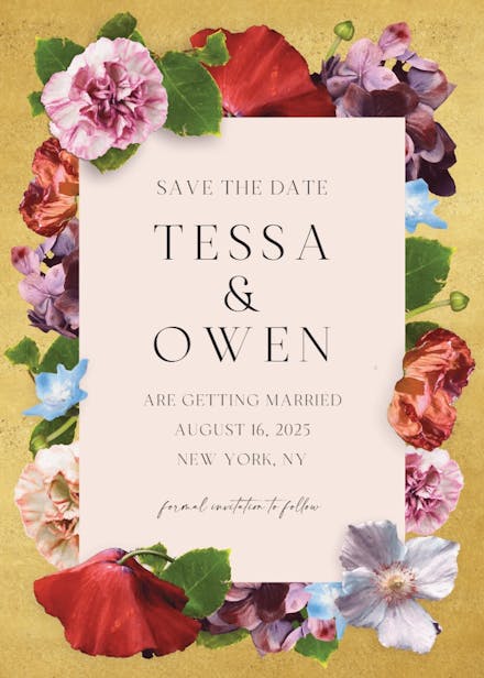 Romantic rosettes - save the date card