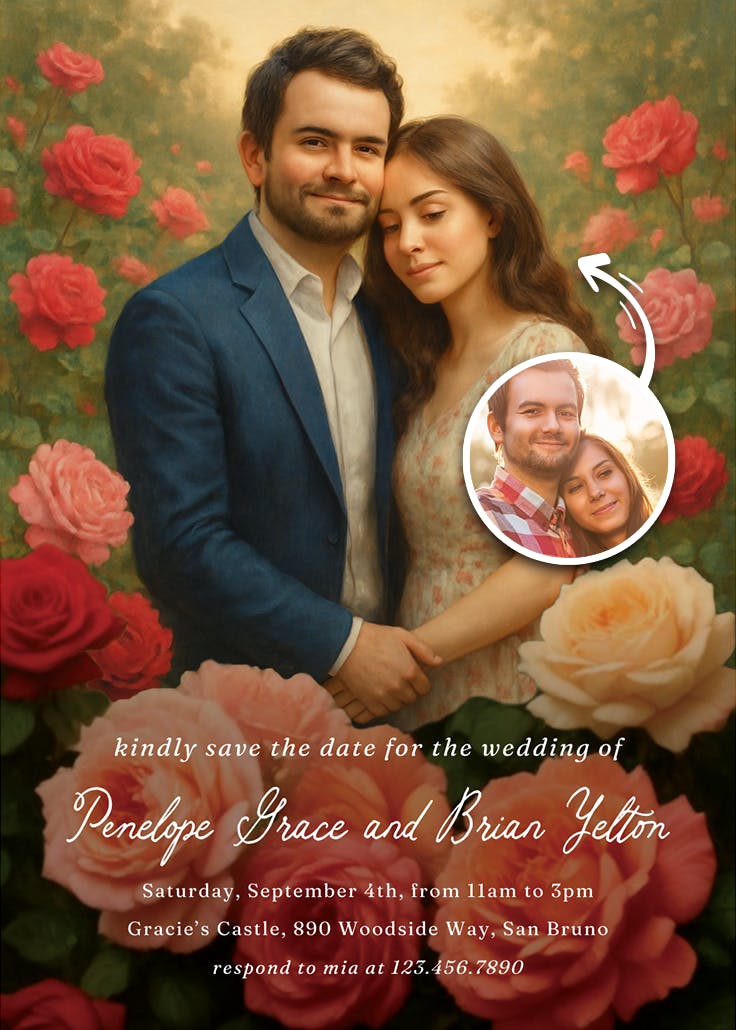 Rose garden - save the date card