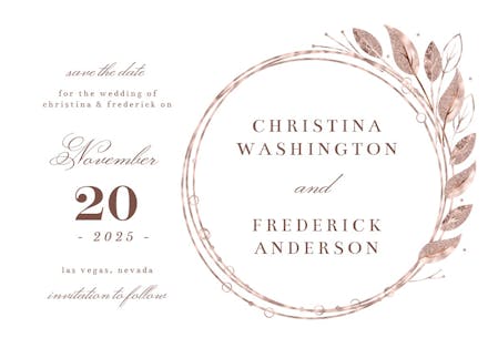 Rose gold geometric floral frames - save the date card