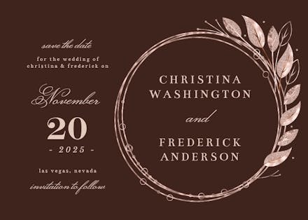 Rose gold geometric floral frames - save the date card