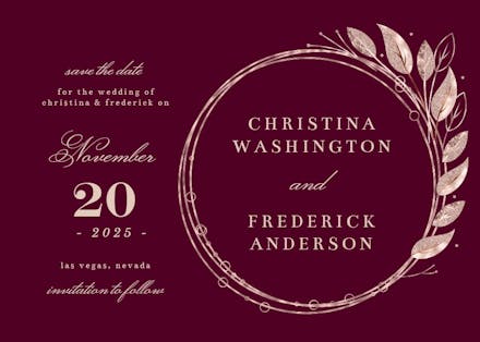 Rose gold geometric floral frames - save the date card