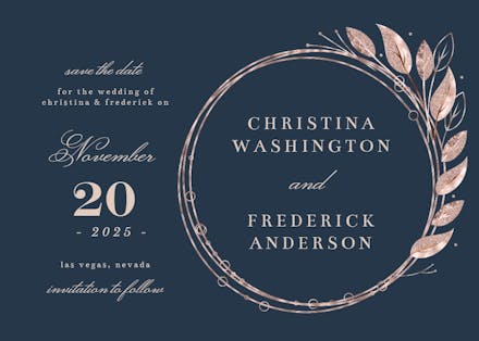 Rose gold geometric floral frames - save the date card