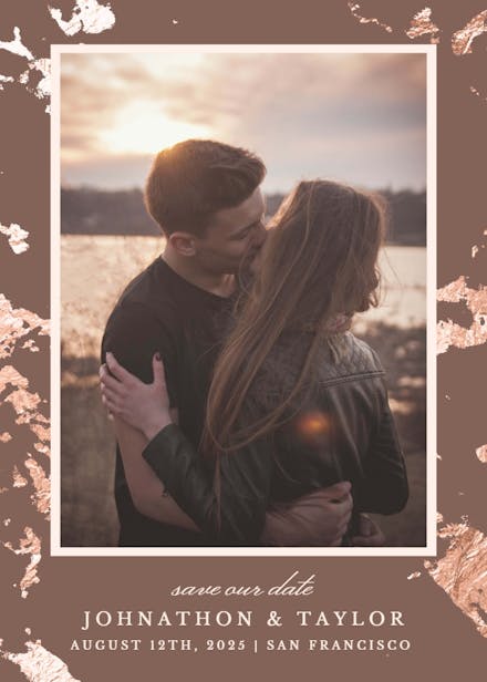Rose gold marble - save the date card