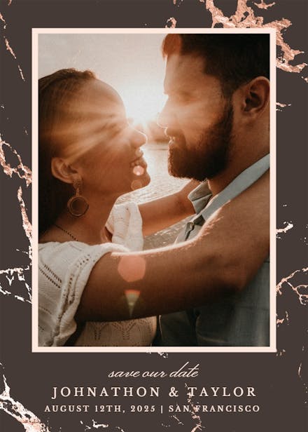 Rose gold marble - save the date card