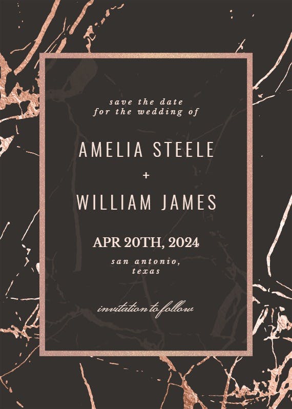 Rose gold marble - save the date card