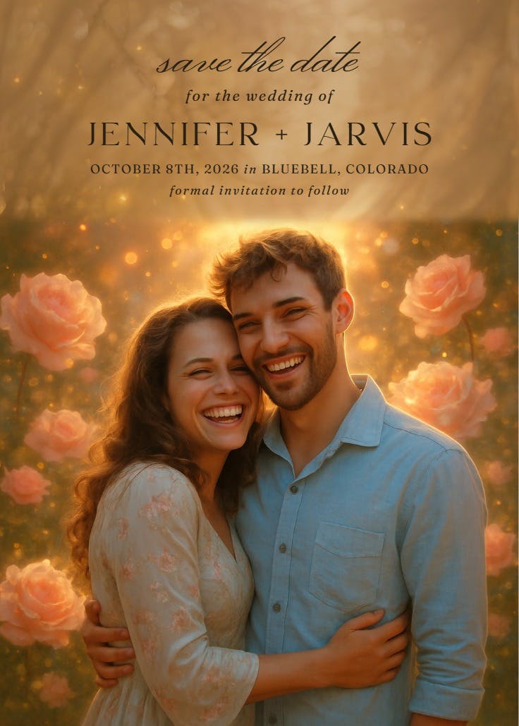 Roses & vows - save the date card