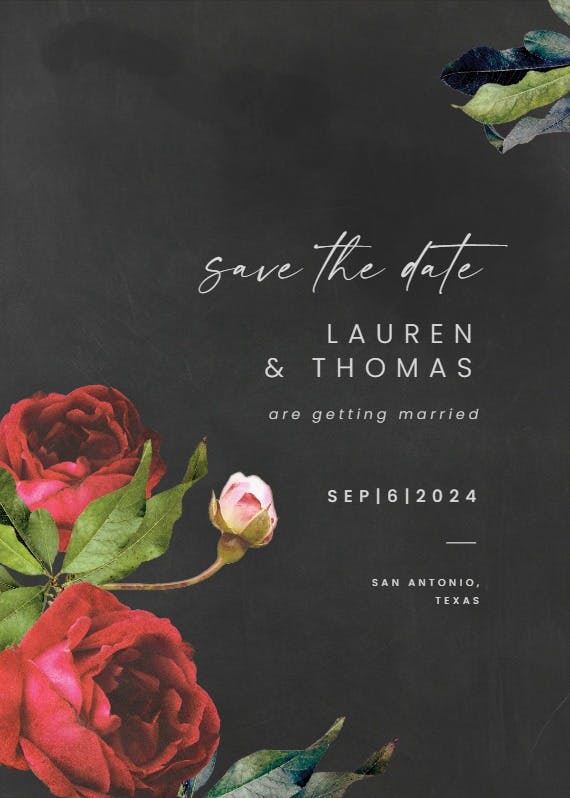 Roses and love - tarjeta para reserva la fecha